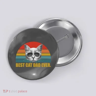 Best Cat Dad Ever Retro Sunset Button