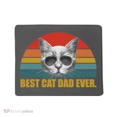 Best Cat Dad Ever Retro Sunset Mousepad