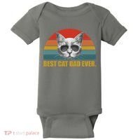Best Cat Dad Ever Retro Sunset Baby Bodysuit thumb 0