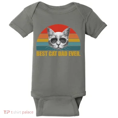 Best Cat Dad Ever Retro Sunset Baby Bodysuit