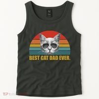 Best Cat Dad Ever Retro Sunset Tank Top thumb 2