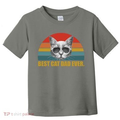 Best Cat Dad Ever Retro Sunset Toddler T-Shirt