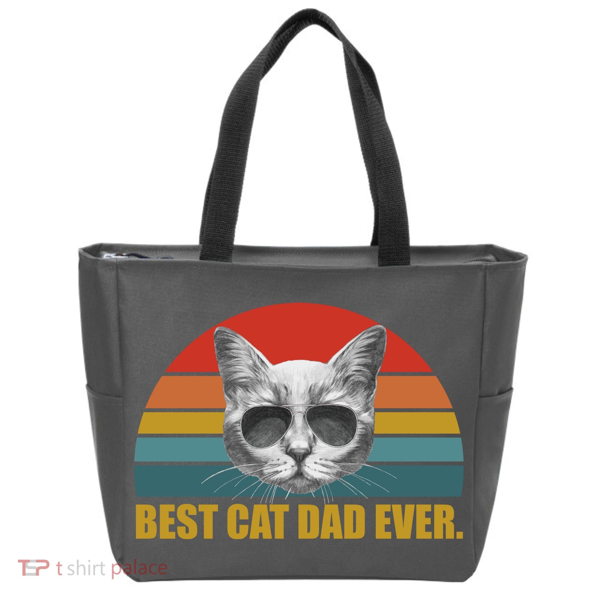 Best Cat Dad Ever Retro Sunset Tote Bag