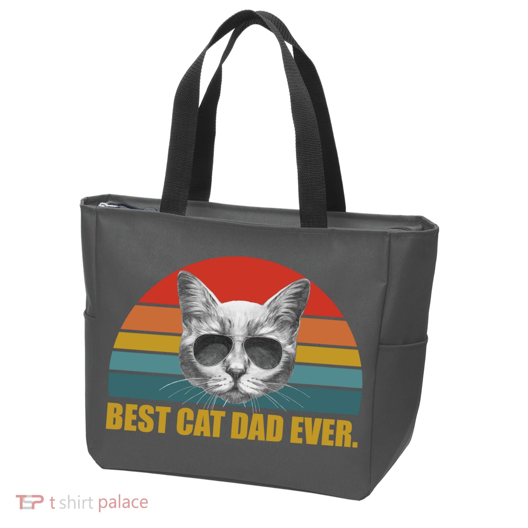 Best Cat Dad Ever Retro Sunset Tote Bag