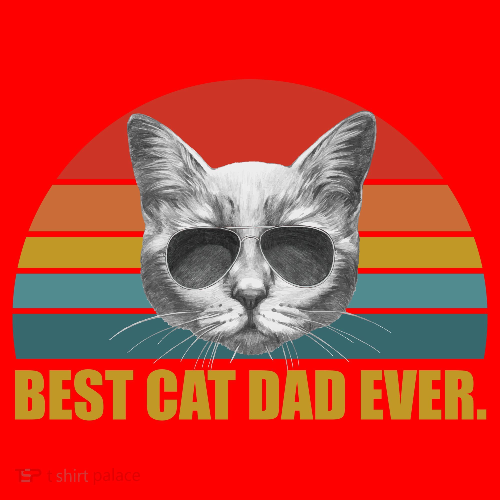 Best Cat Dad Ever Retro Sunset Santa Hat