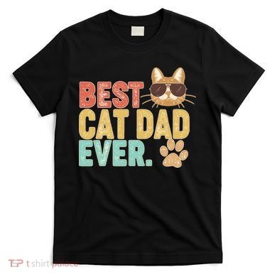 Best Cat Dad Ever Vintage Colors T-Shirt