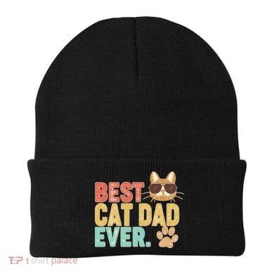 Best Cat Dad Ever Vintage Colors Beanie