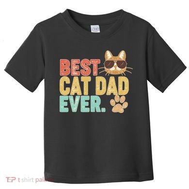 Best Cat Dad Ever Vintage Colors Toddler T-Shirt
