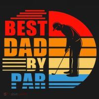 Best Dad By Par Retro Golf Sunset Backpack thumb 2