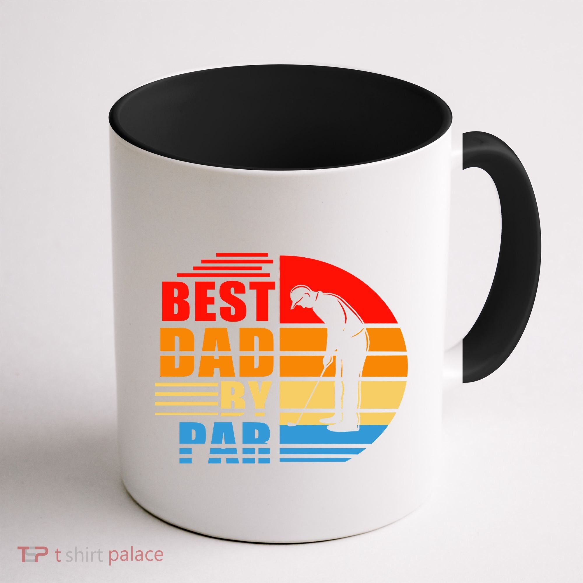 Best Dad By Par Retro Golf Sunset Coffee Mug