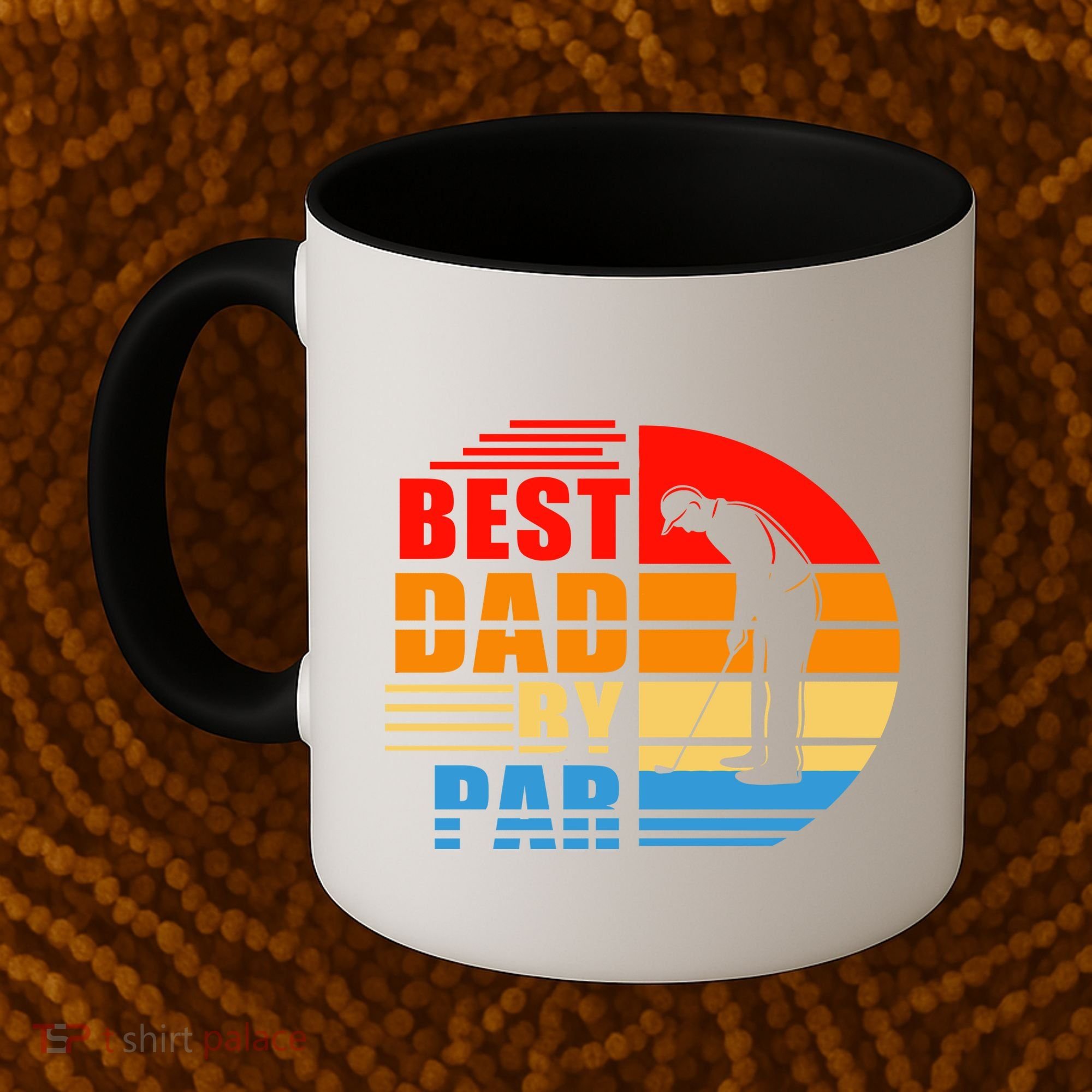 Best Dad By Par Retro Golf Sunset Coffee Mug
