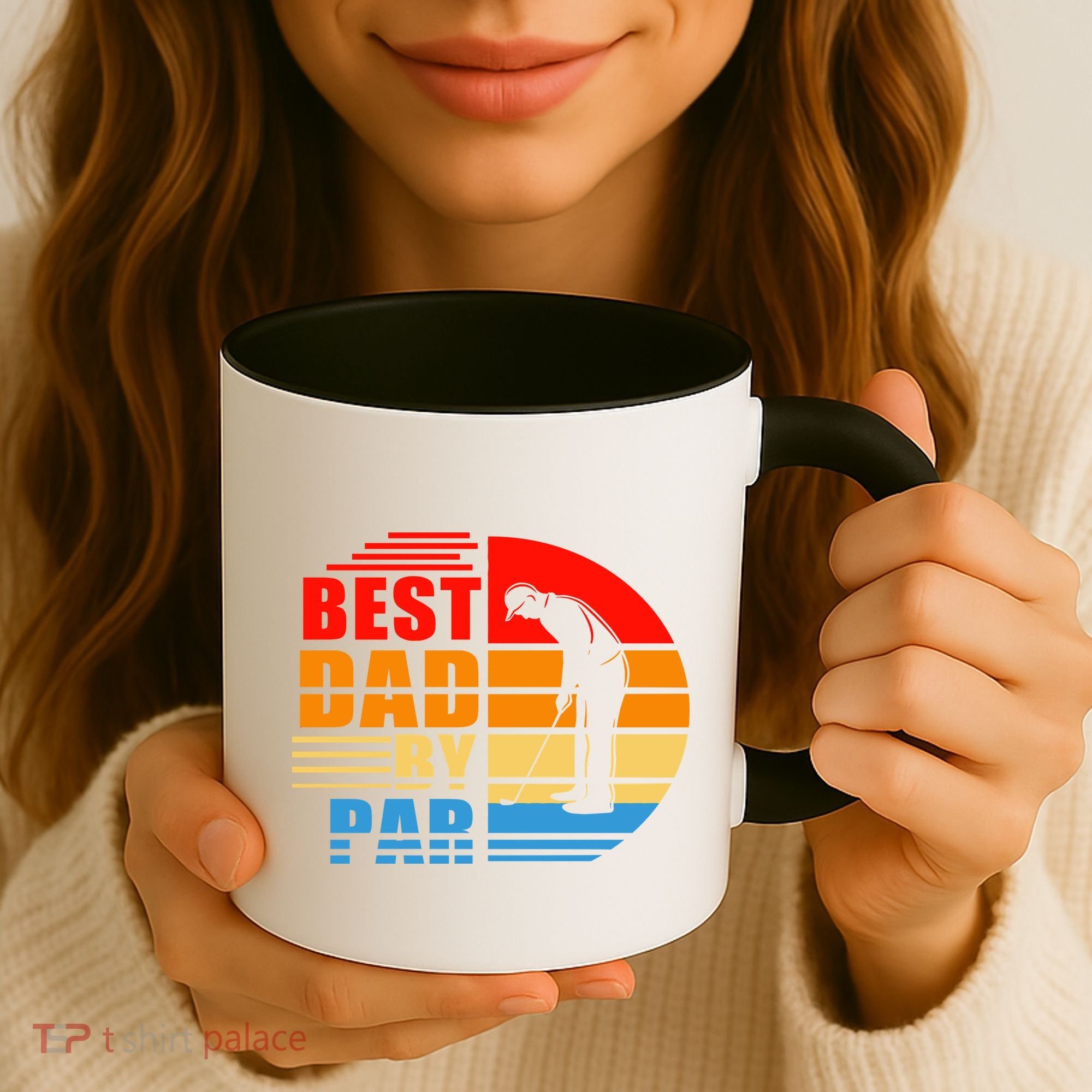 Best Dad By Par Retro Golf Sunset Coffee Mug