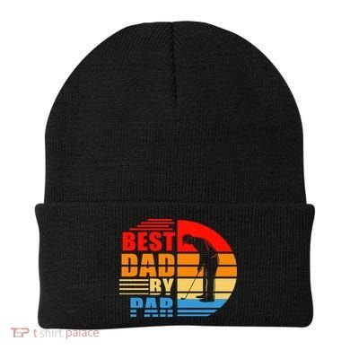 Best Dad By Par Retro Golf Sunset Beanie