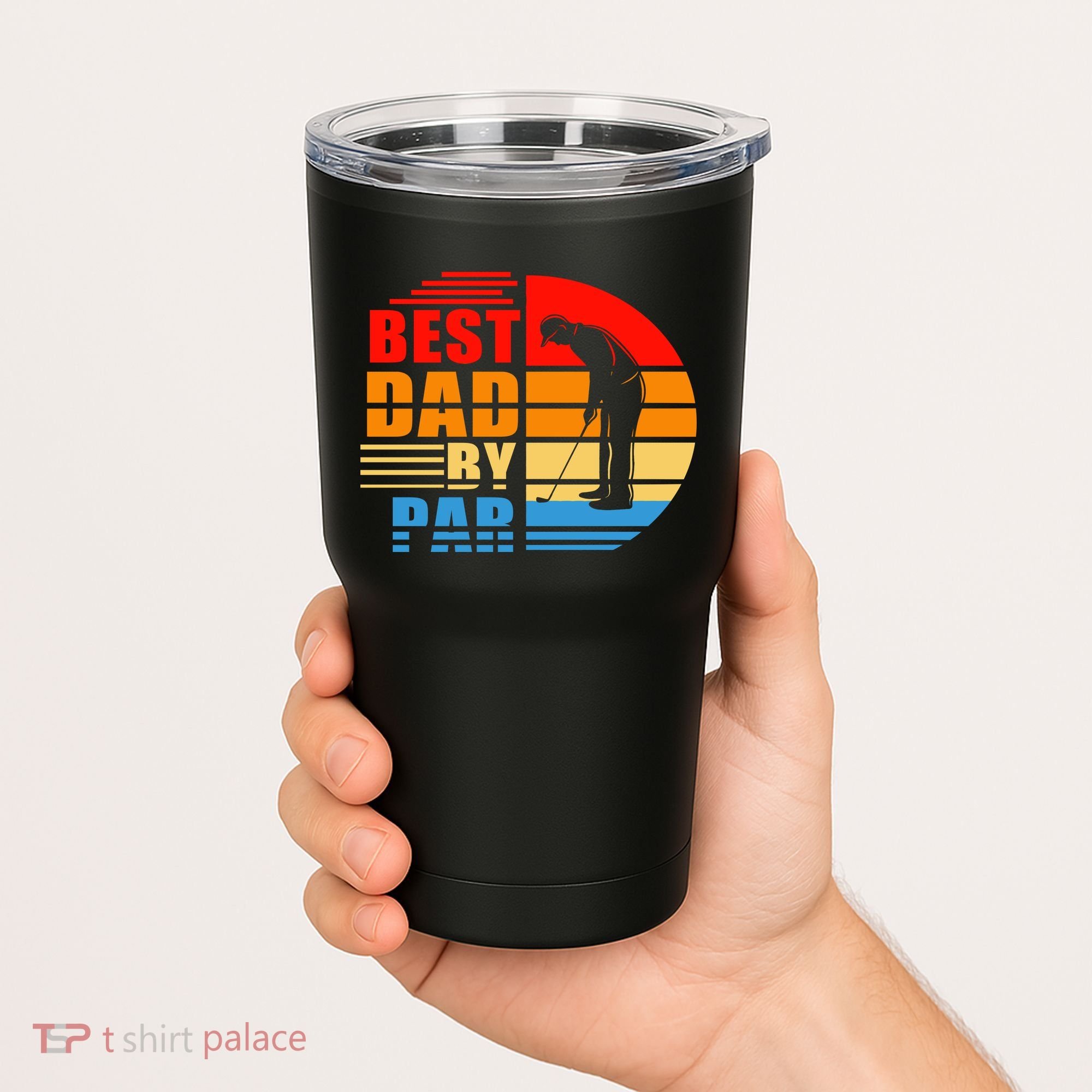 Best Dad By Par Retro Golf Sunset Tumbler
