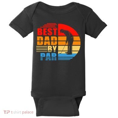 Best Dad By Par Retro Golf Sunset Baby Bodysuit