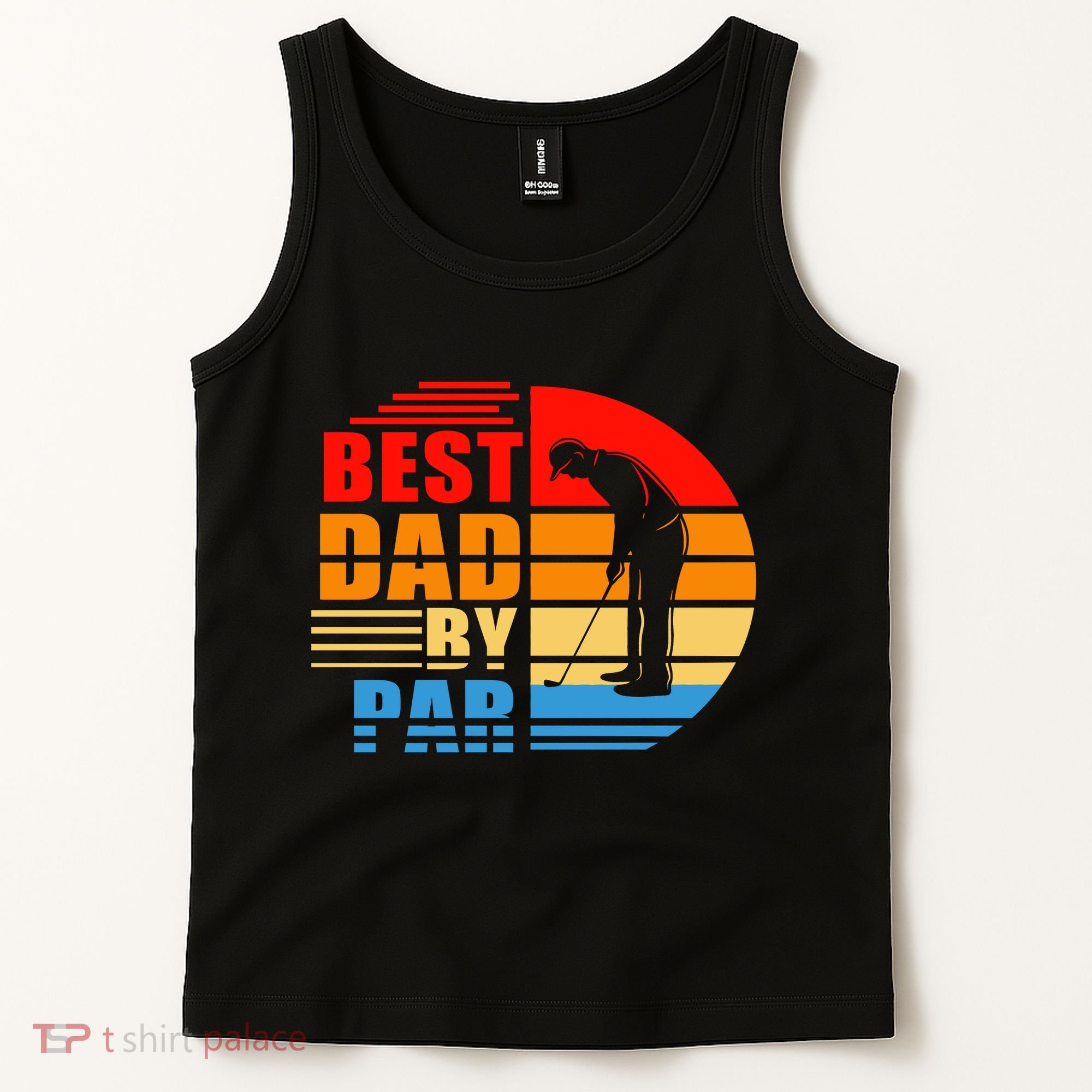 Best Dad By Par Retro Golf Sunset Tank Top