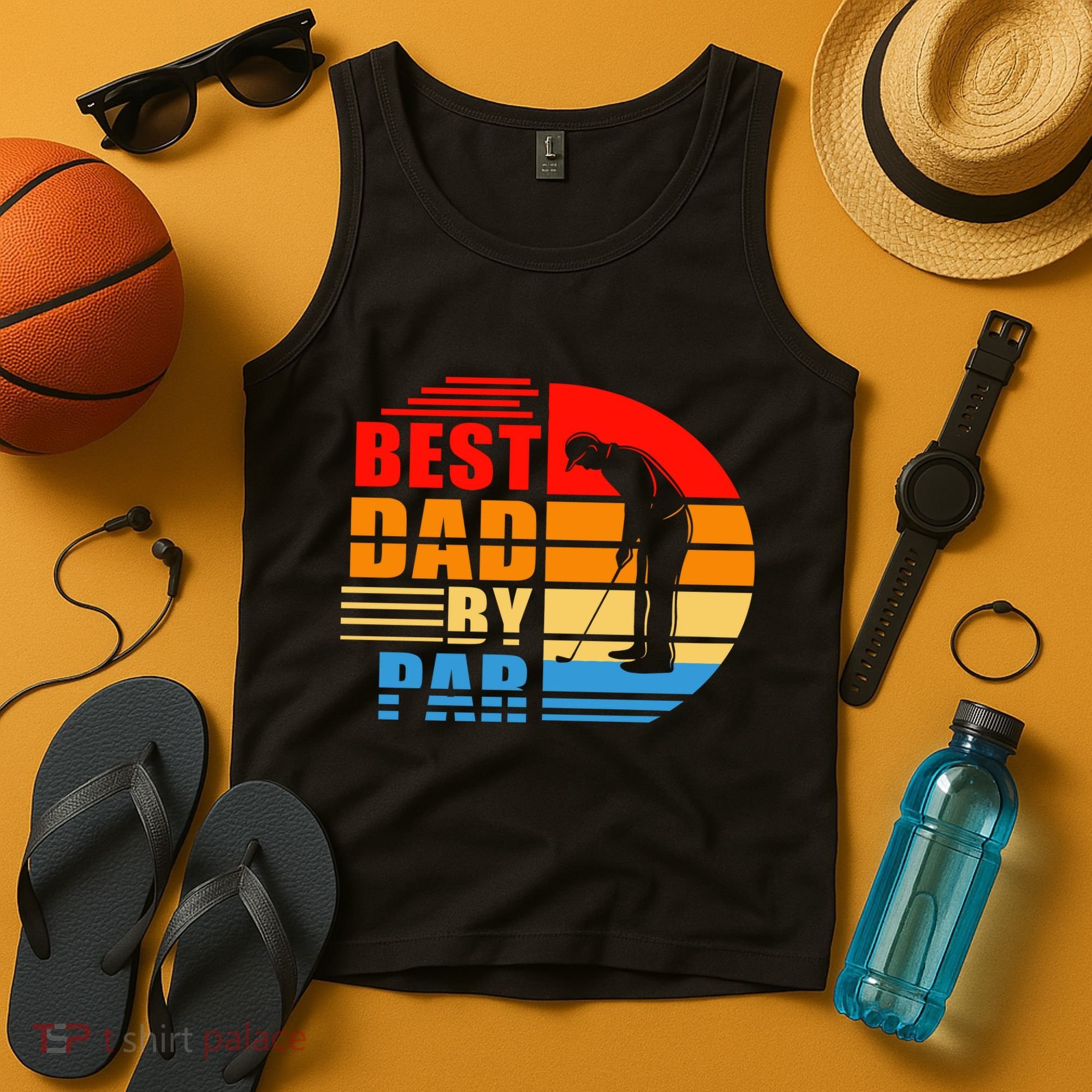 Best Dad By Par Retro Golf Sunset Tank Top