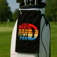 Best Dad By Par Retro Golf Sunset Golf Towel thumb 2