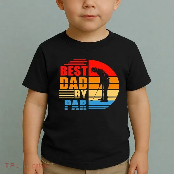 Best Dad By Par Retro Golf Sunset Toddler T-Shirt