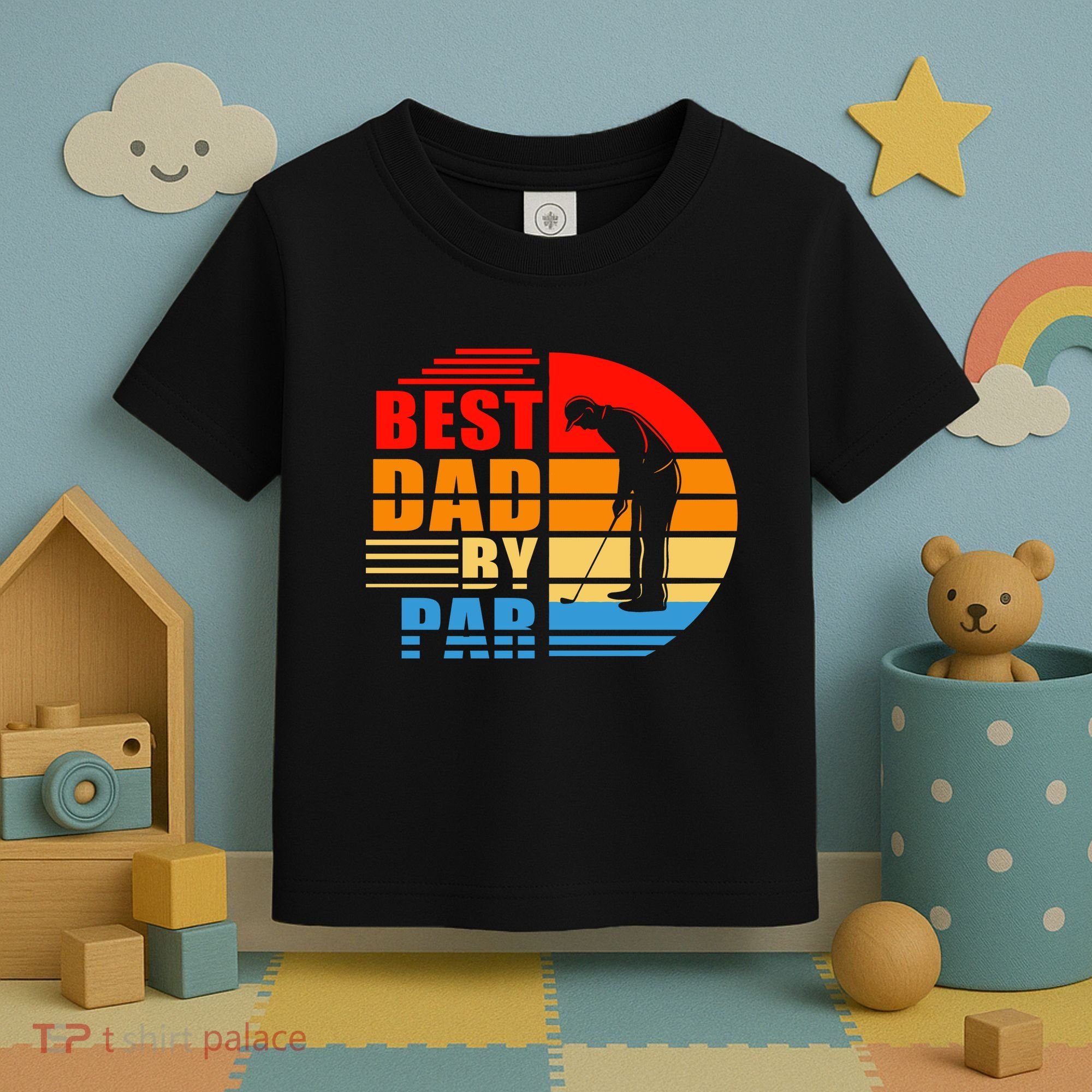 Best Dad By Par Retro Golf Sunset Toddler T-Shirt
