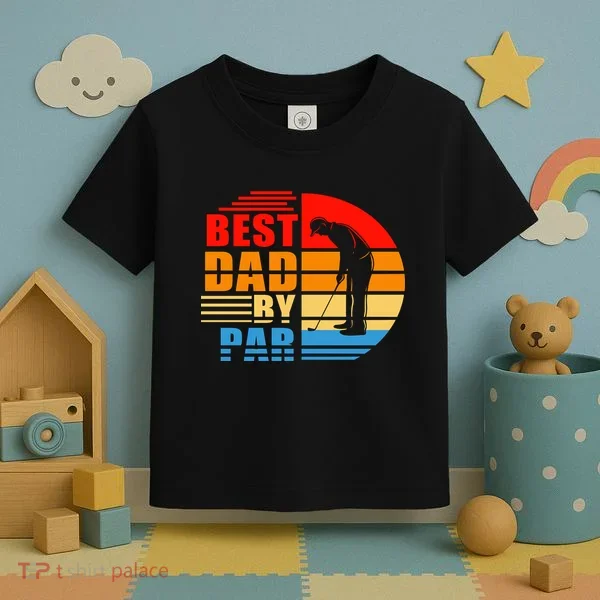Best Dad By Par Retro Golf Sunset Toddler T-Shirt
