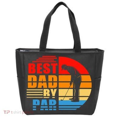 Best Dad By Par Retro Golf Sunset Tote Bag