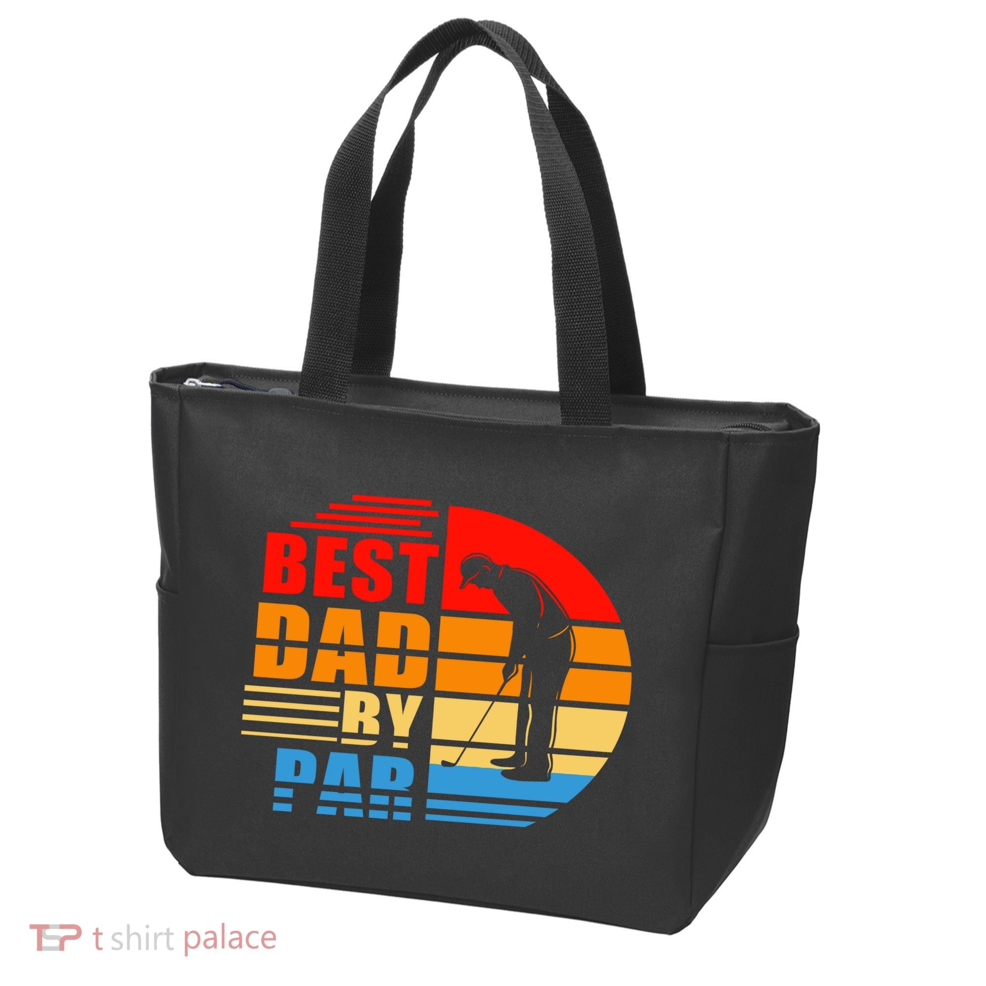Best Dad By Par Retro Golf Sunset Tote Bag