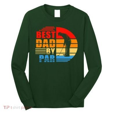 Best Dad By Par Retro Golf Sunset Long Sleeve Shirt