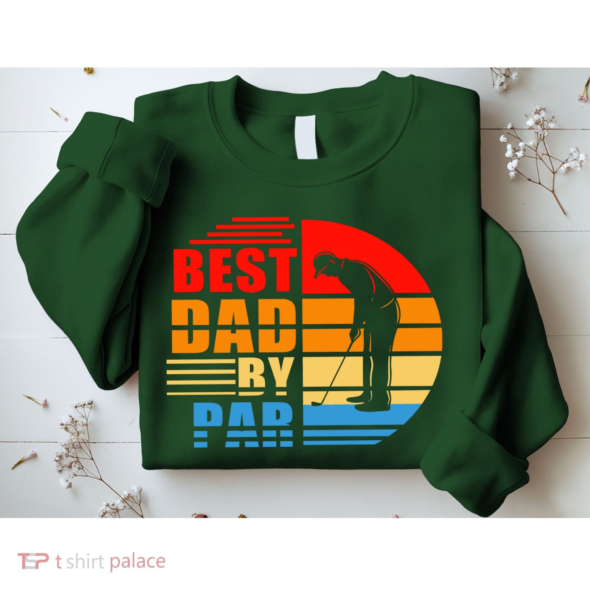 Best Dad By Par Retro Golf Sunset Sweatshirt