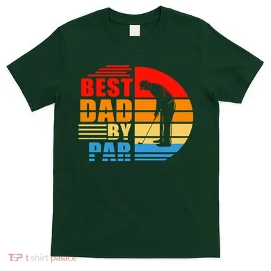 Best Dad By Par Retro Golf Sunset T-Shirt