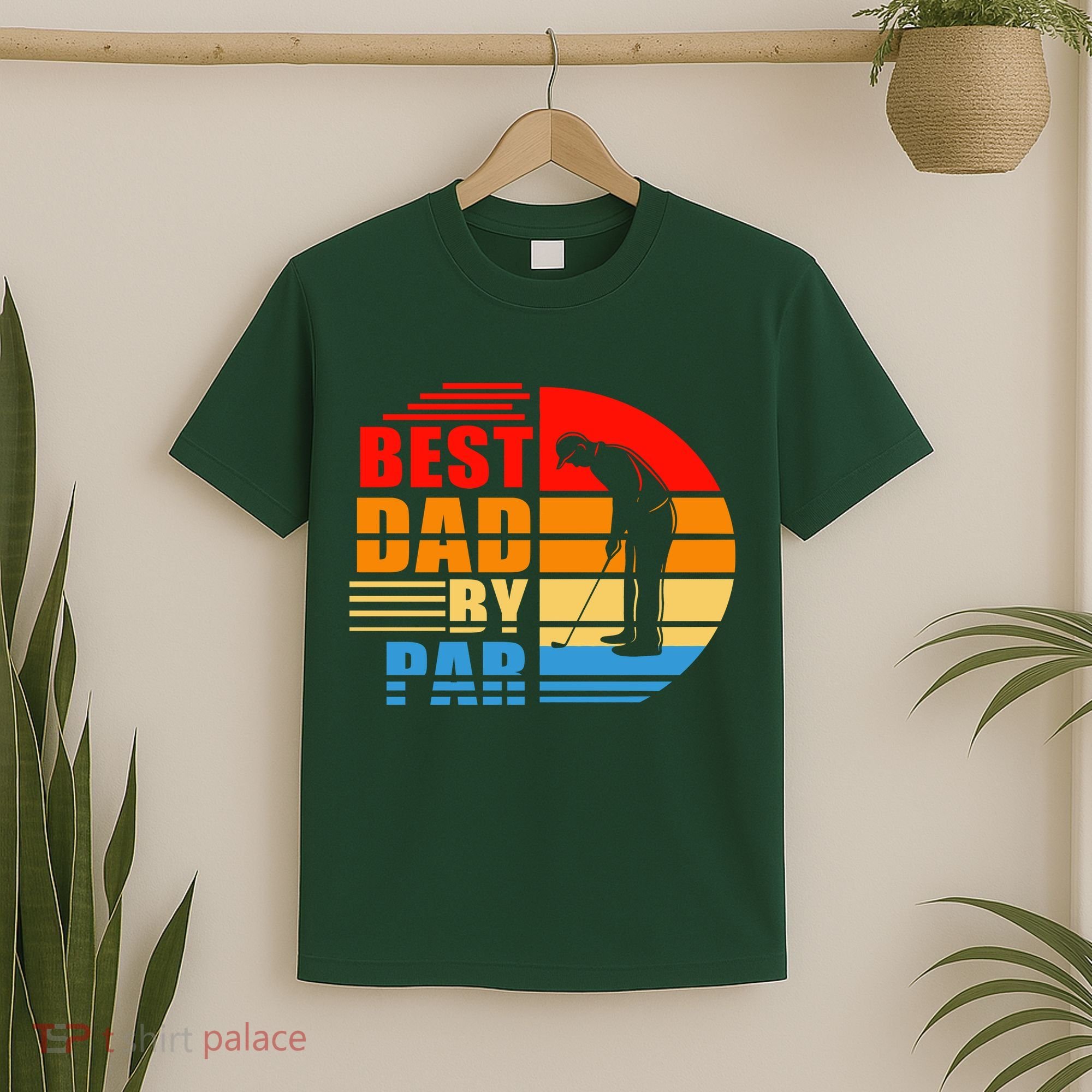 Best Dad By Par Retro Golf Sunset T-Shirt