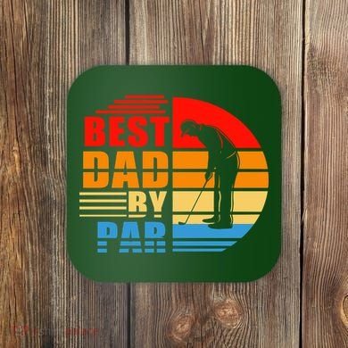 Best Dad By Par Retro Golf Sunset Coaster