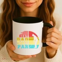 Best Dad By Par Retro Sunset Coffee Mug thumb 3