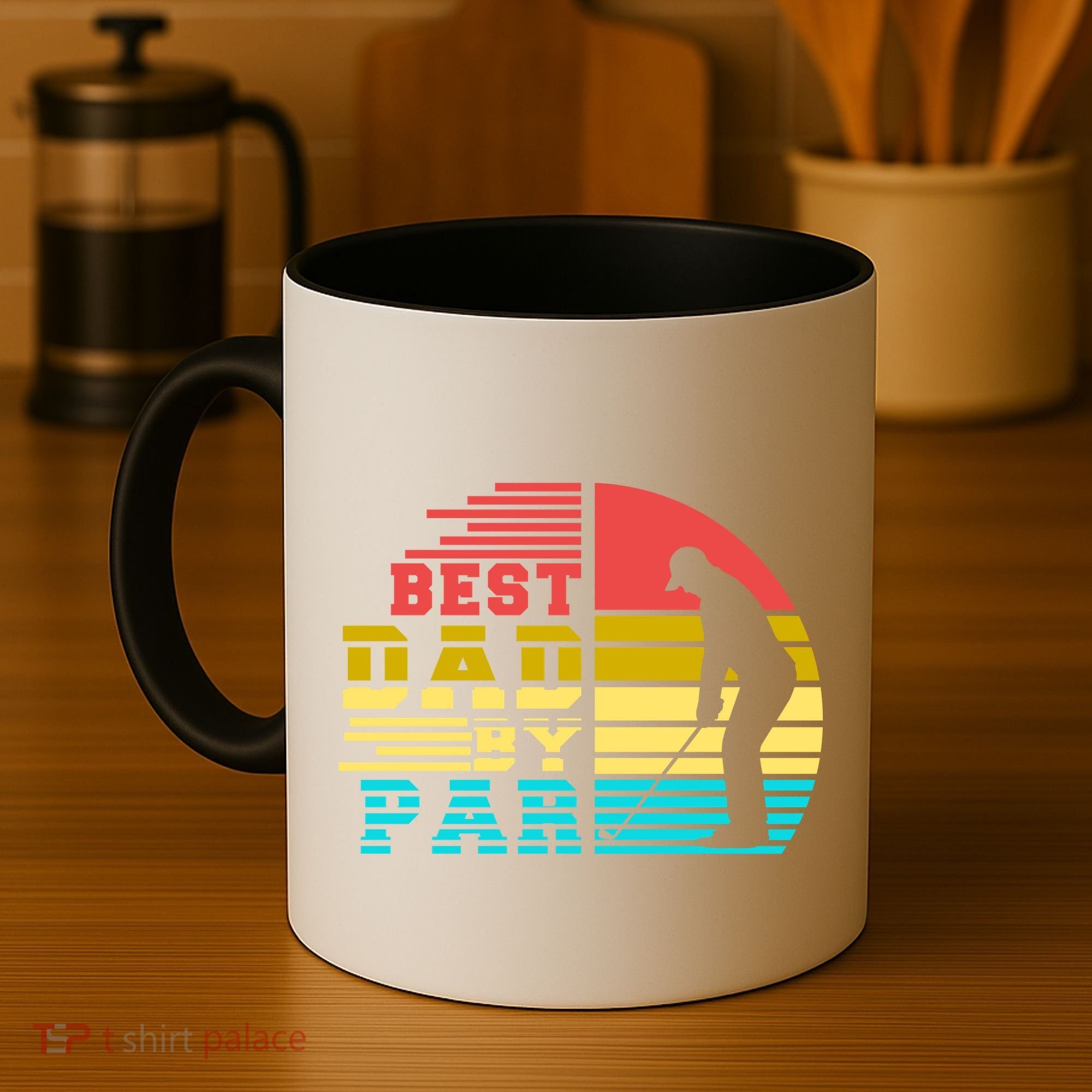 Best Dad By Par Retro Sunset Coffee Mug