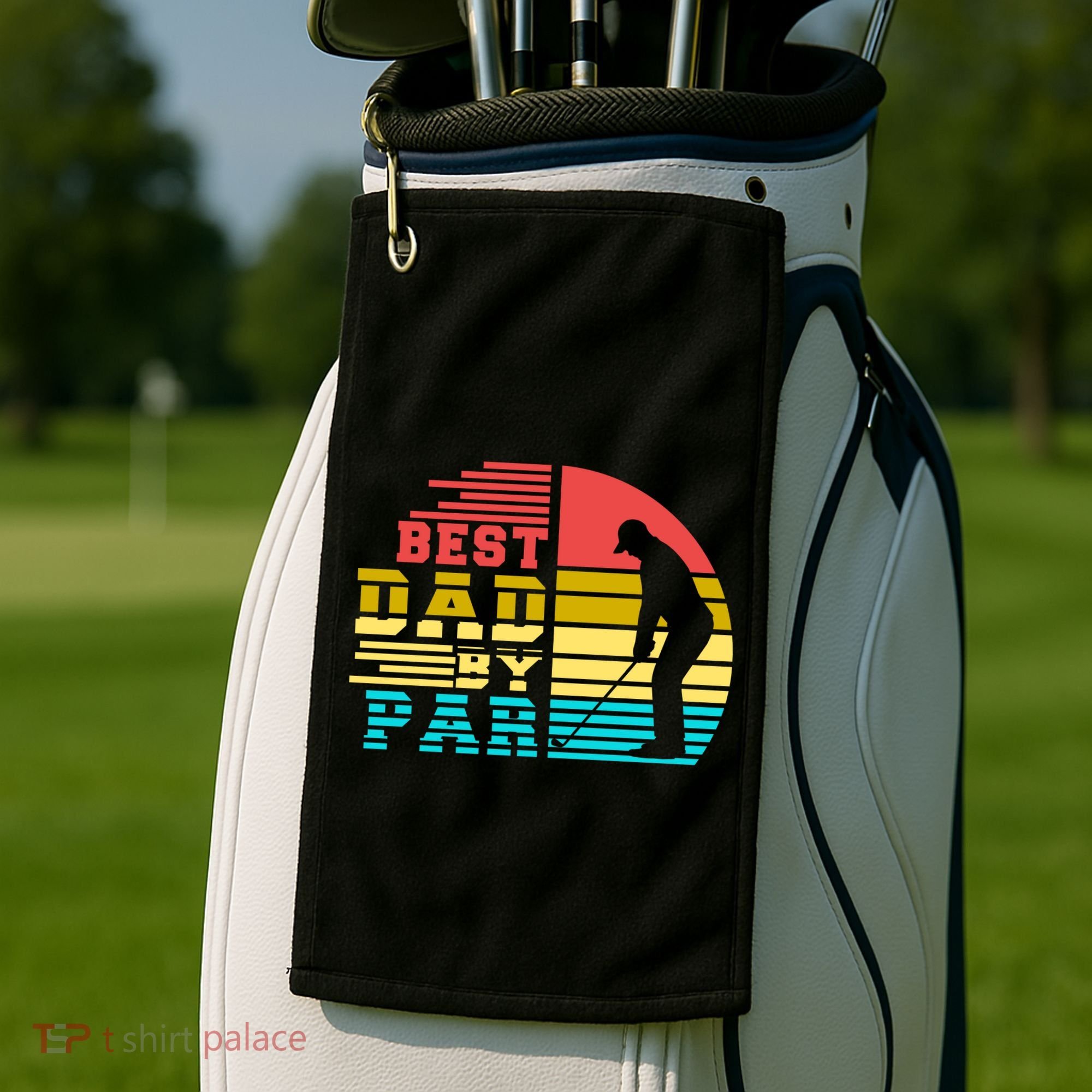 Best Dad By Par Retro Sunset Golf Towel