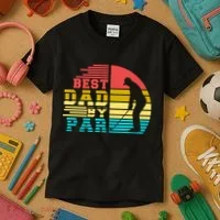 Best Dad By Par Retro Sunset Kids T-Shirt thumb 3