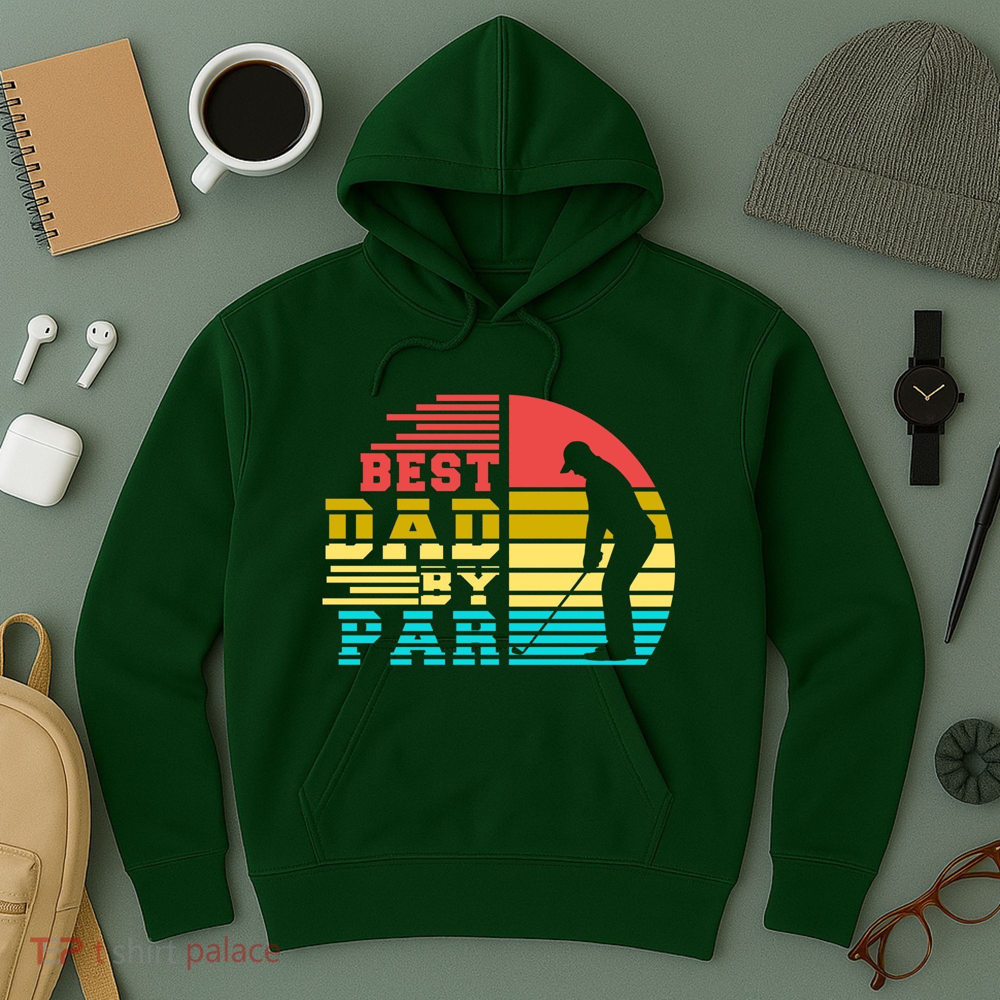 Best Dad By Par Retro Sunset Hoodie