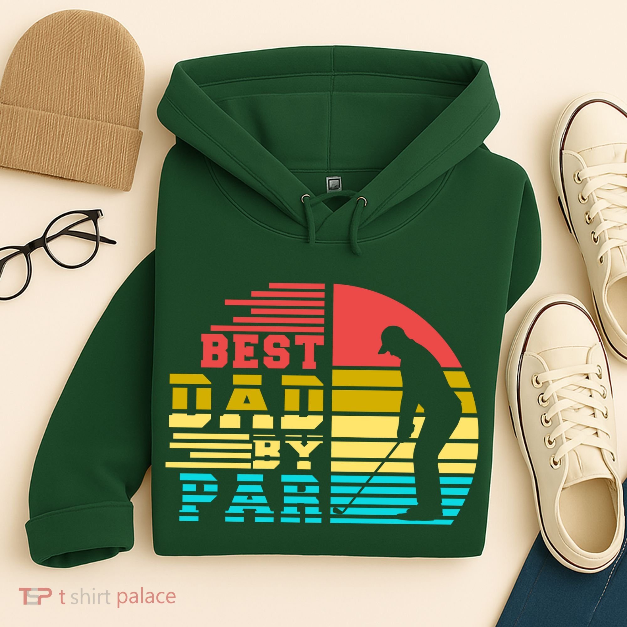 Best Dad By Par Retro Sunset Hoodie