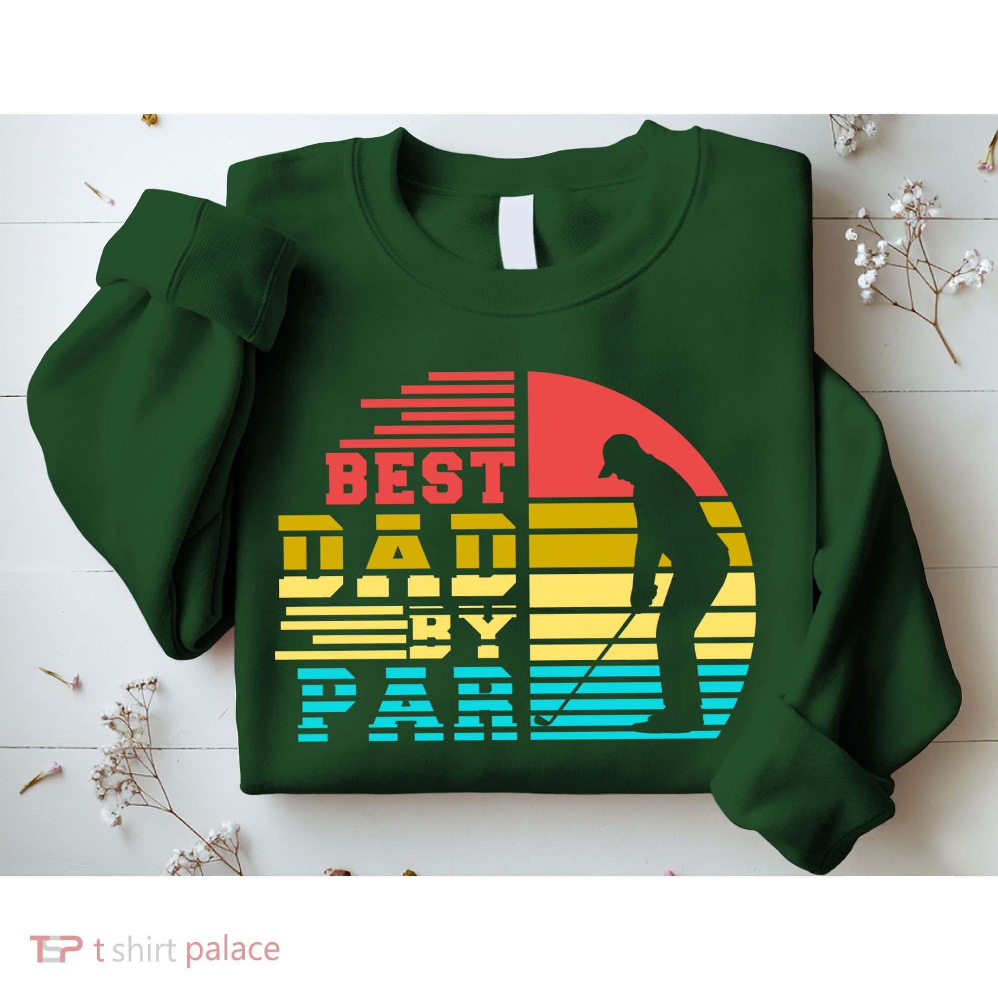 Best Dad By Par Retro Sunset Sweatshirt