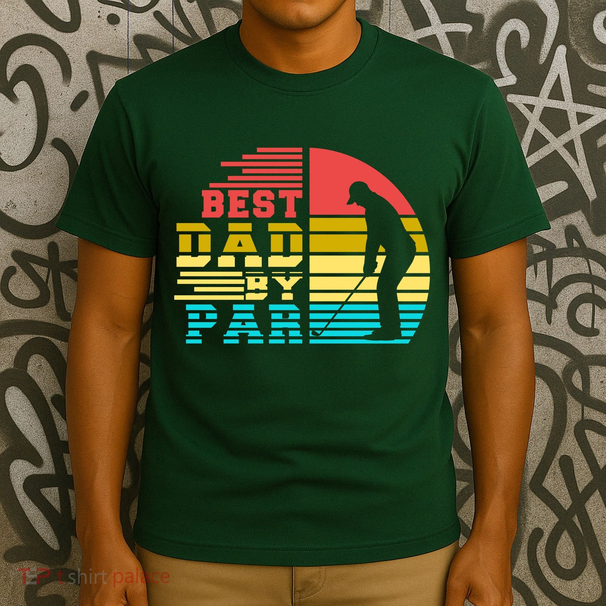 Best Dad By Par Retro Sunset T-Shirt