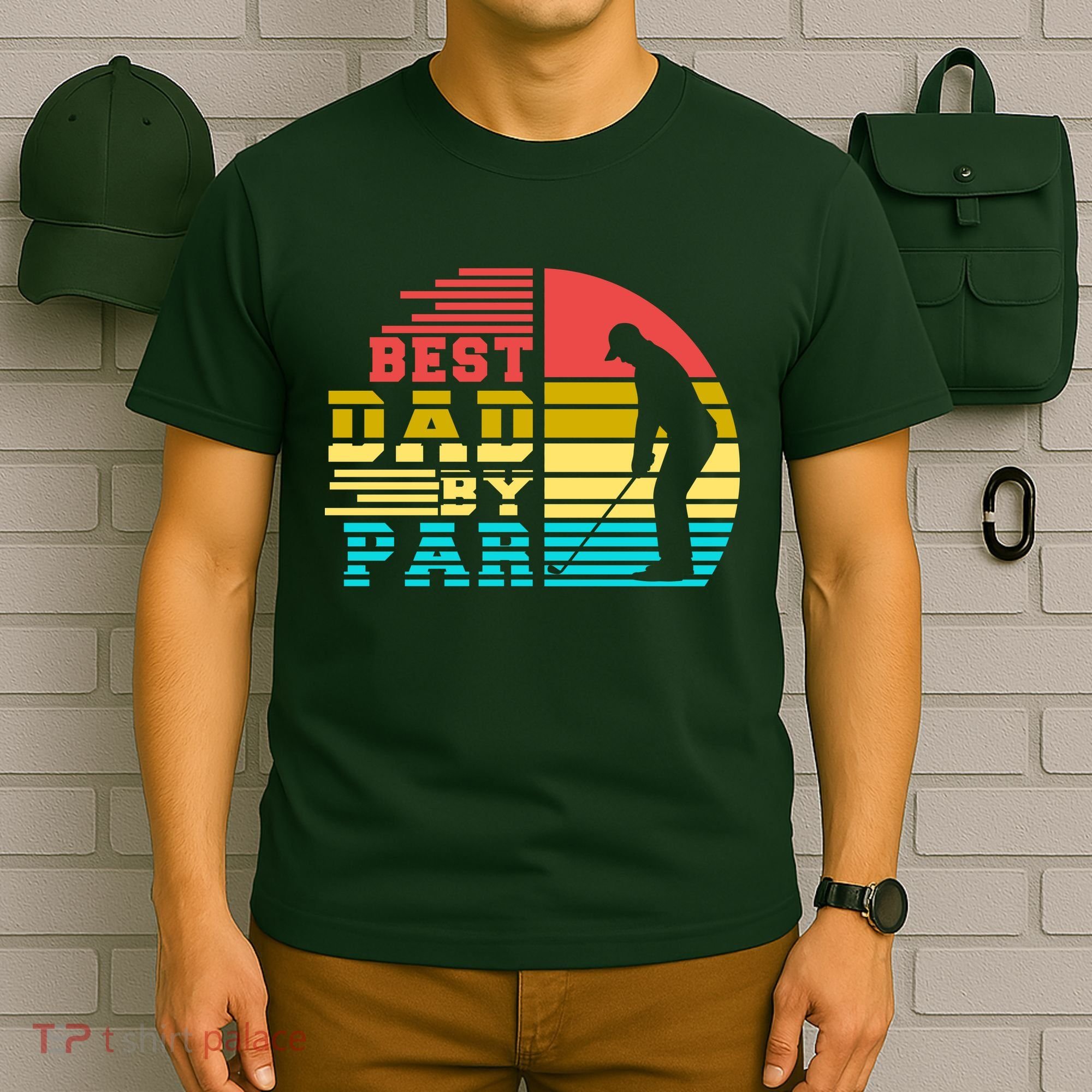 Best Dad By Par Retro Sunset T-Shirt