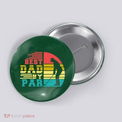 Best Dad By Par Retro Sunset Button