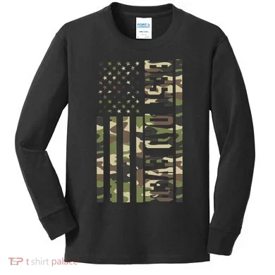 Best Dad Ever Army Flag Kids Long Sleeve Shirt