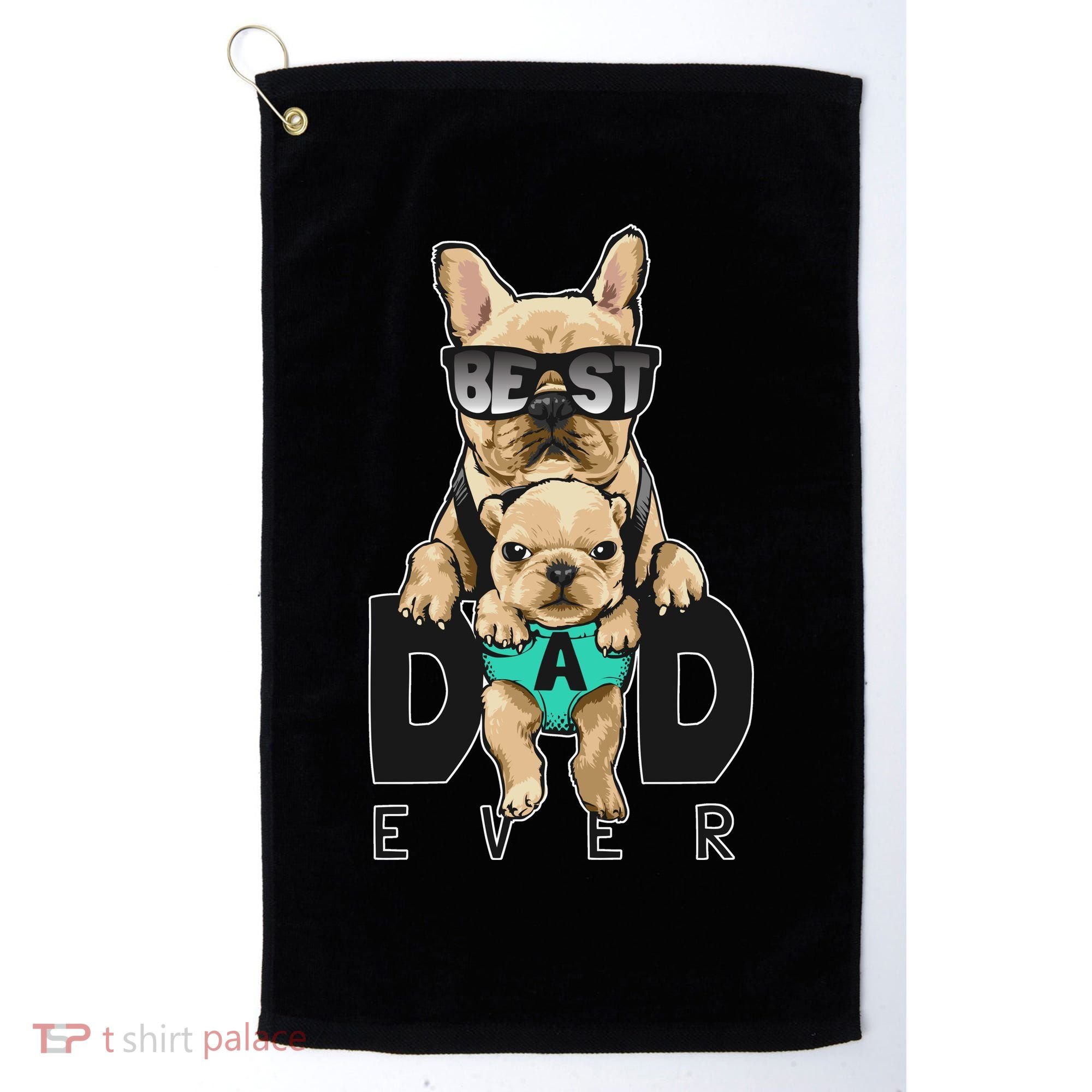 Best Dad Ever Cute Funny Dog Pug Dad Golf Towel