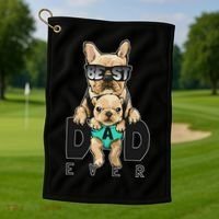 Best Dad Ever Cute Funny Dog Pug Dad Golf Towel thumb 1