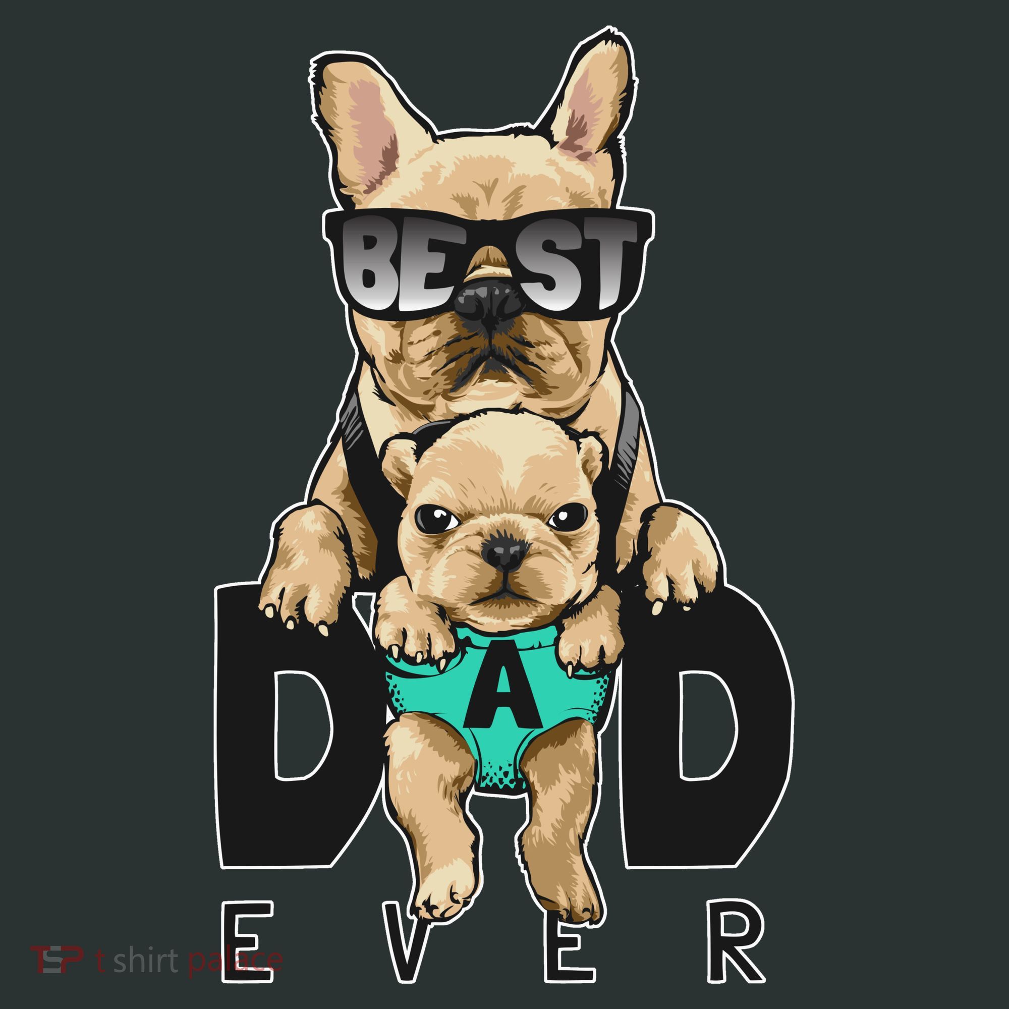 Best Dad Ever Cute Funny Dog Pug Dad T-Shirt
