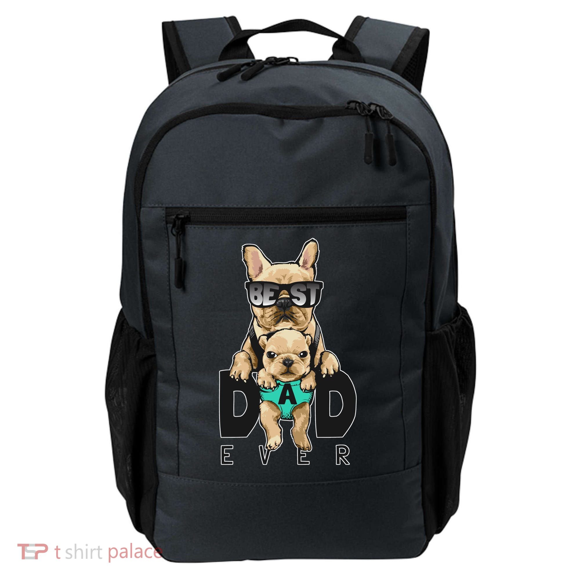 Best Dad Ever Cute Funny Dog Pug Dad Backpack
