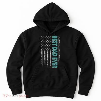 Best Dad Ever Distressed USA American Flag Hoodie