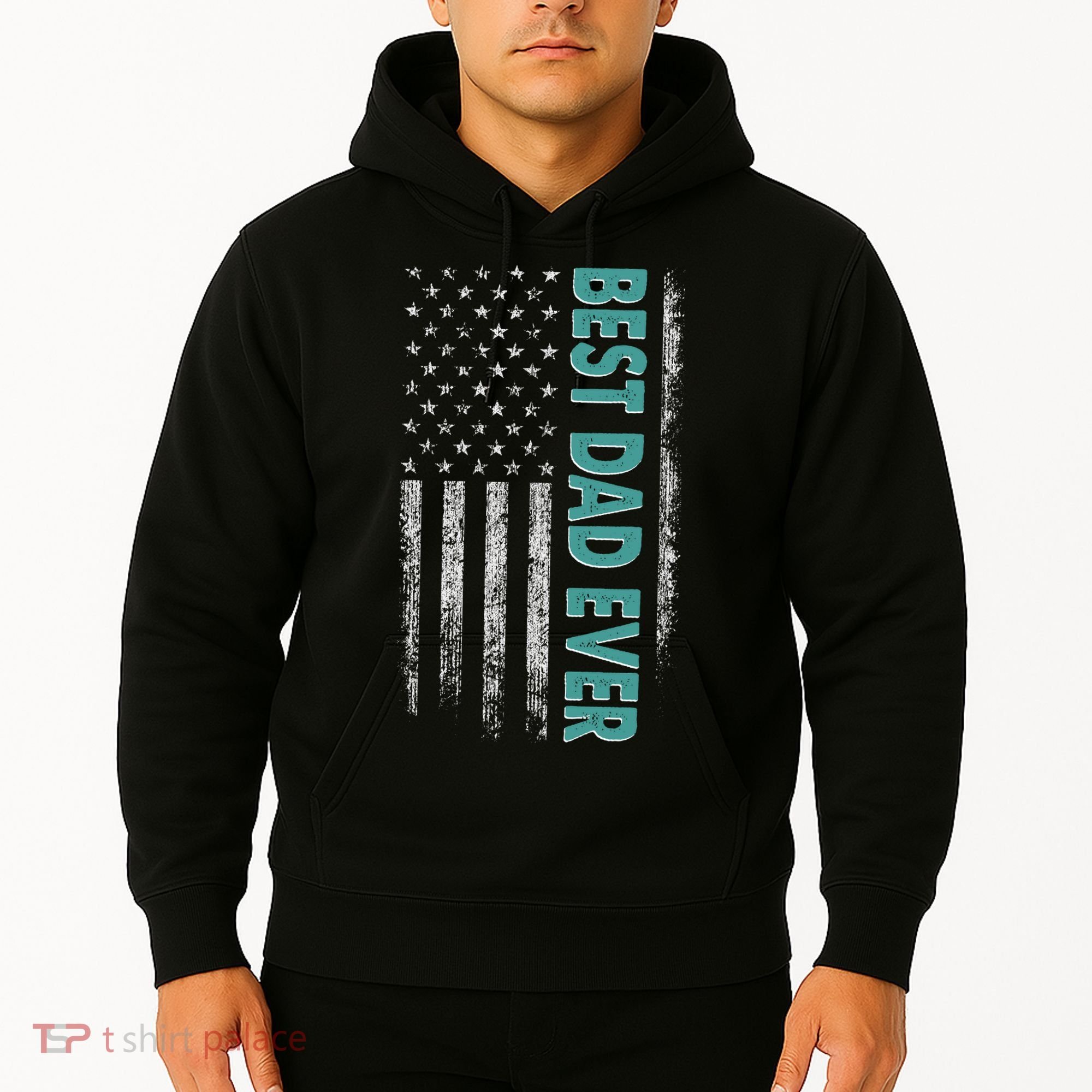 Best Dad Ever Distressed USA American Flag Hoodie