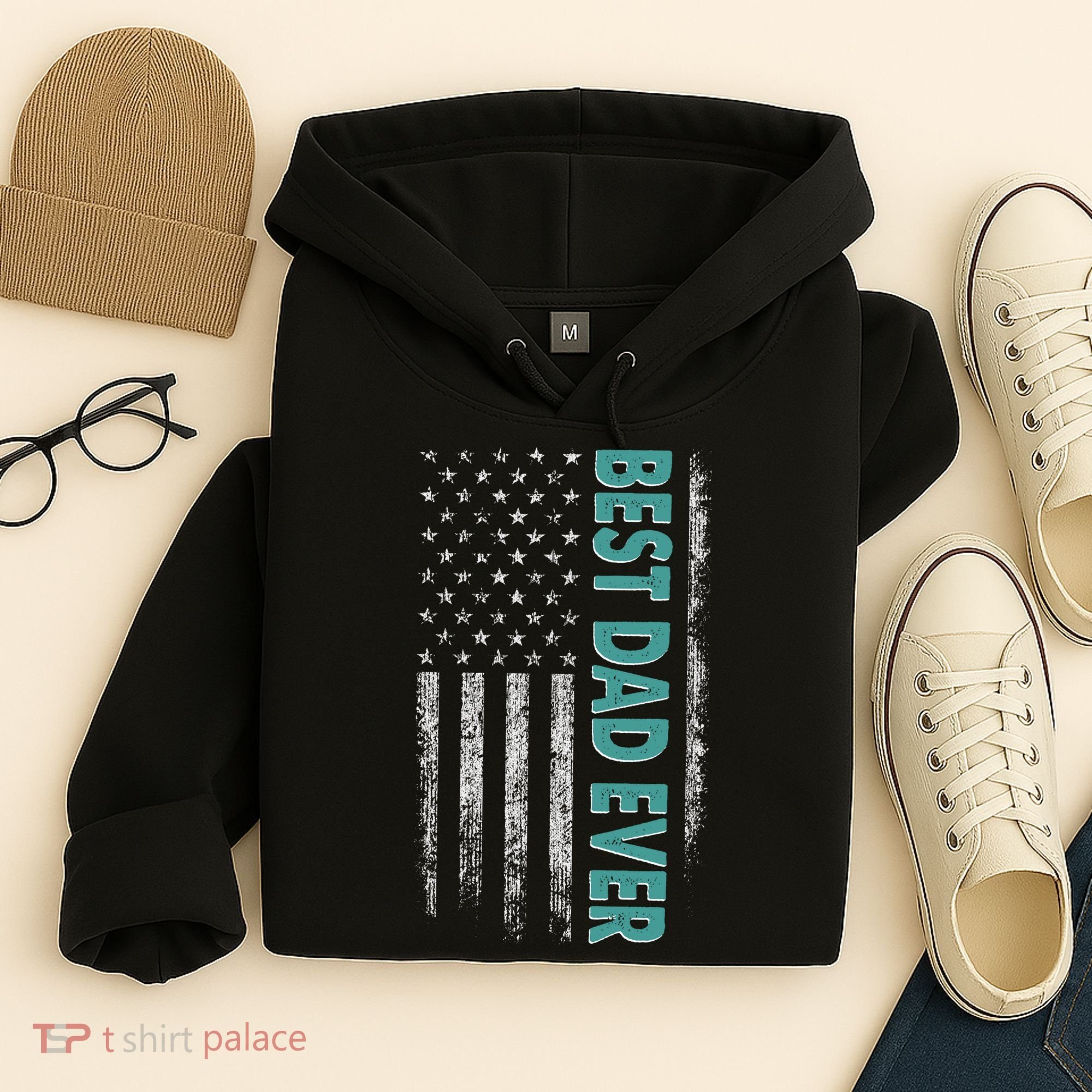 Best Dad Ever Distressed USA American Flag Hoodie